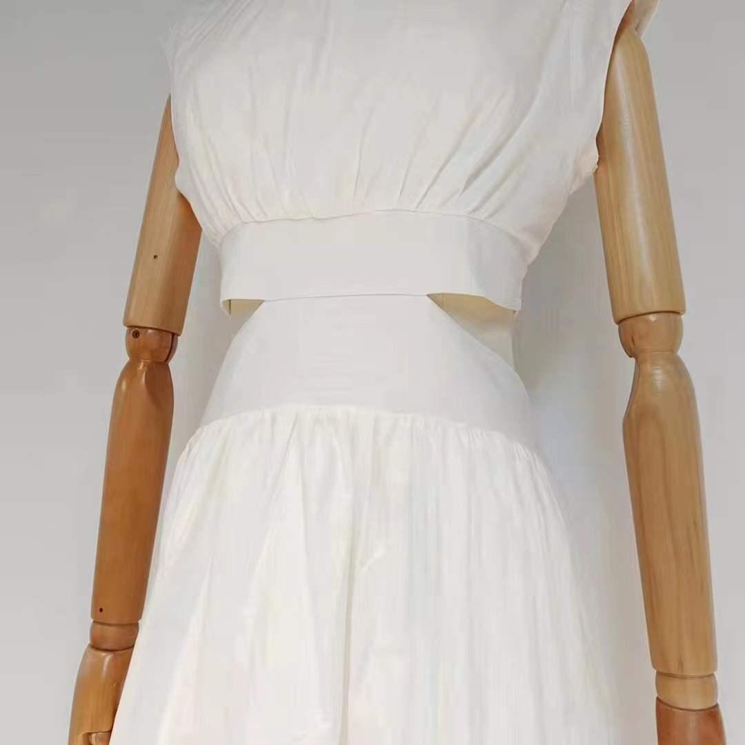 High Neck Sleeveless Cutout Pleated Maxi Dress