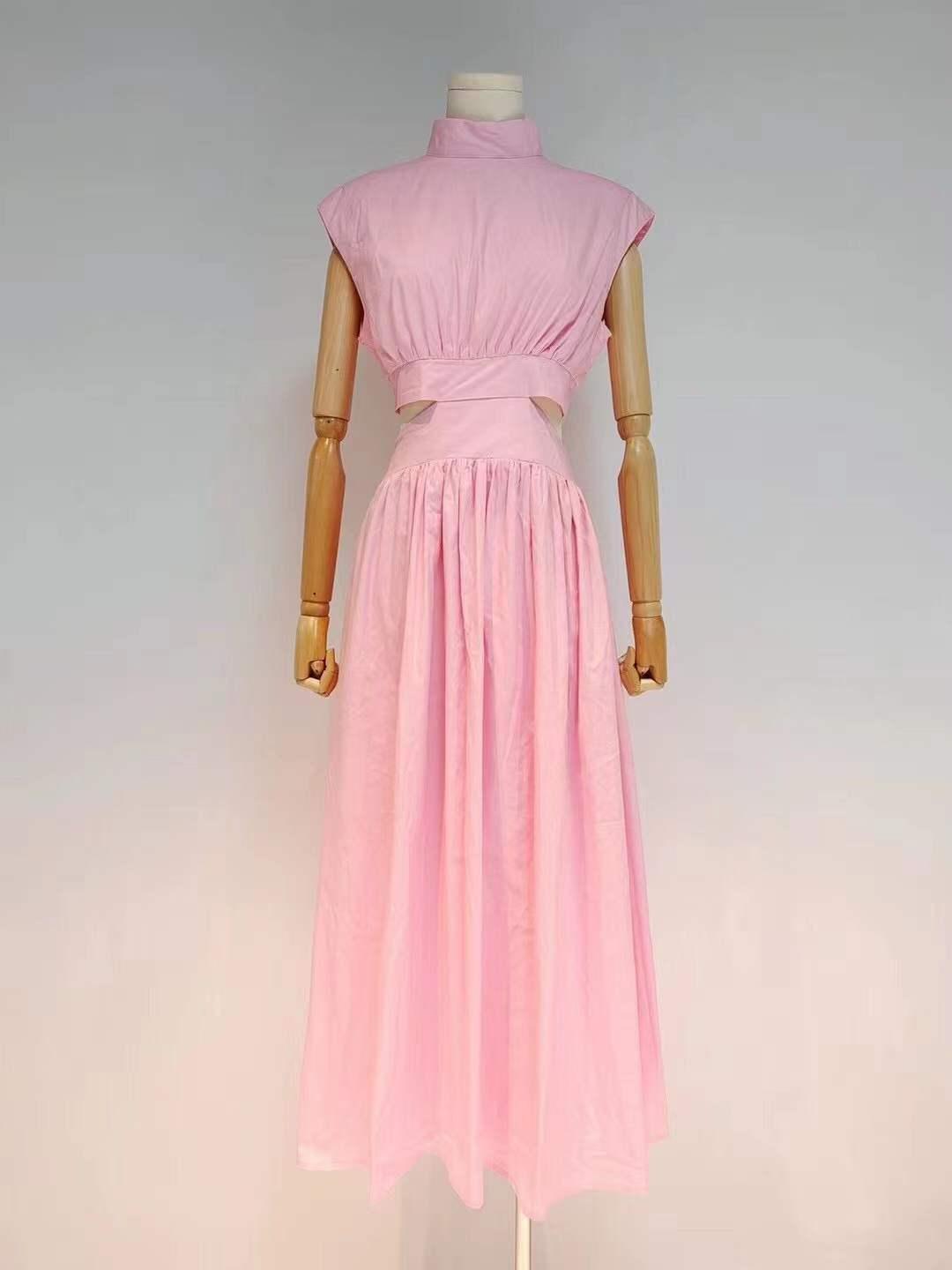 High Neck Sleeveless Cutout Pleated Maxi Dress