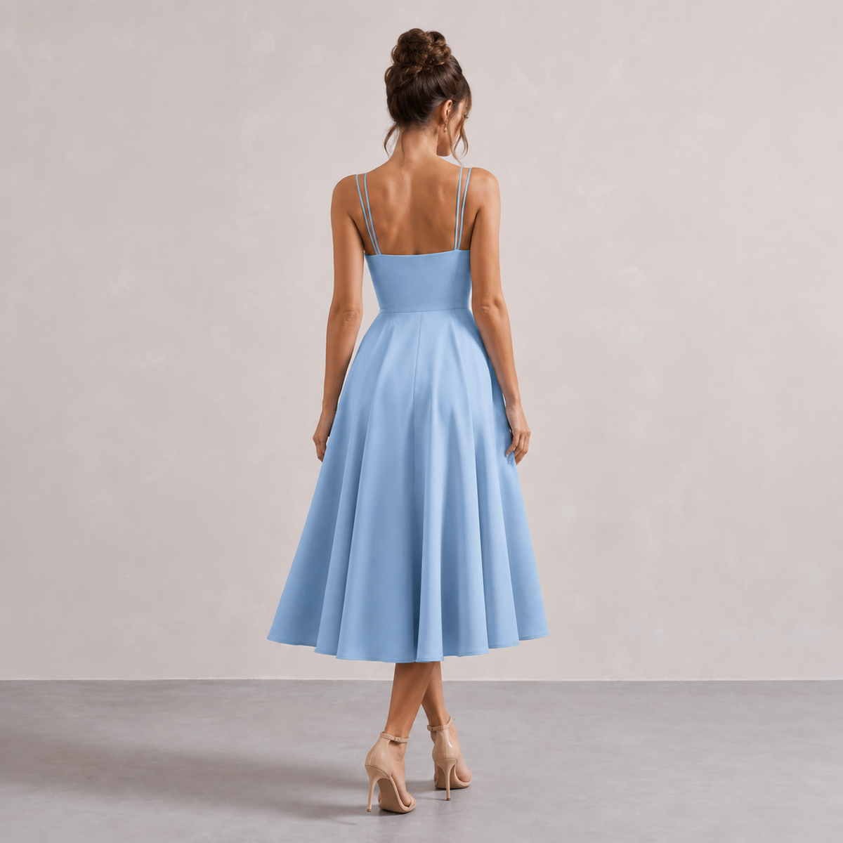 Sweetheart Double Strap Fit and Flare Midi Dress 18