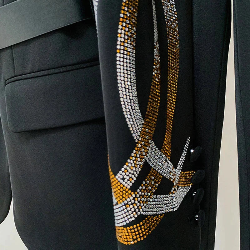 KittenAlarm - Skyla Long Sequin Blazer With Flare Pants