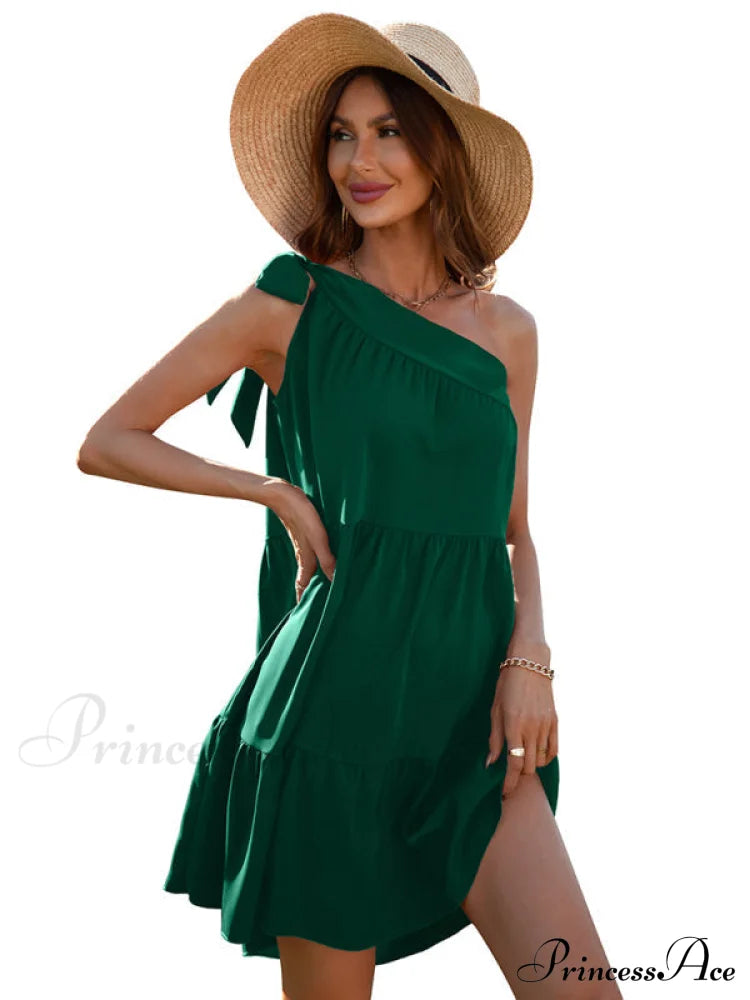 slant Women's Ruffle neck solid Dress