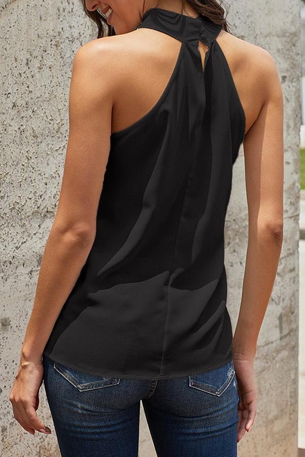 Sleeveless Halter-Design Loose Pure-color Jacket