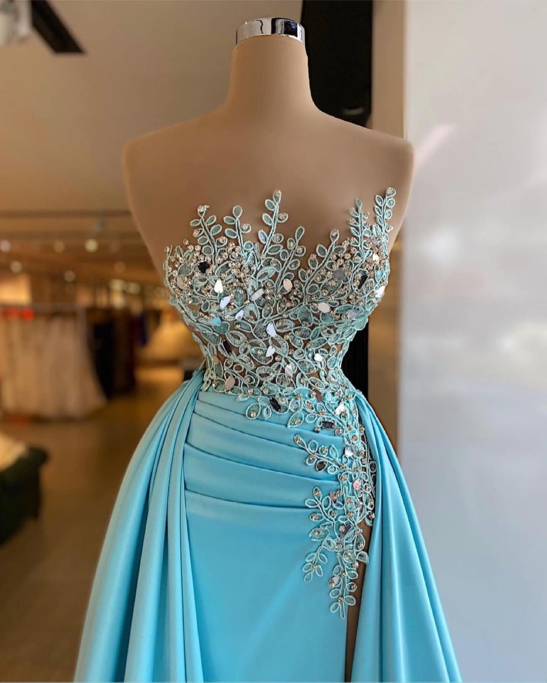 Sleeveless Mermaid Prom Dress Split With Ruffles - Fashionpara