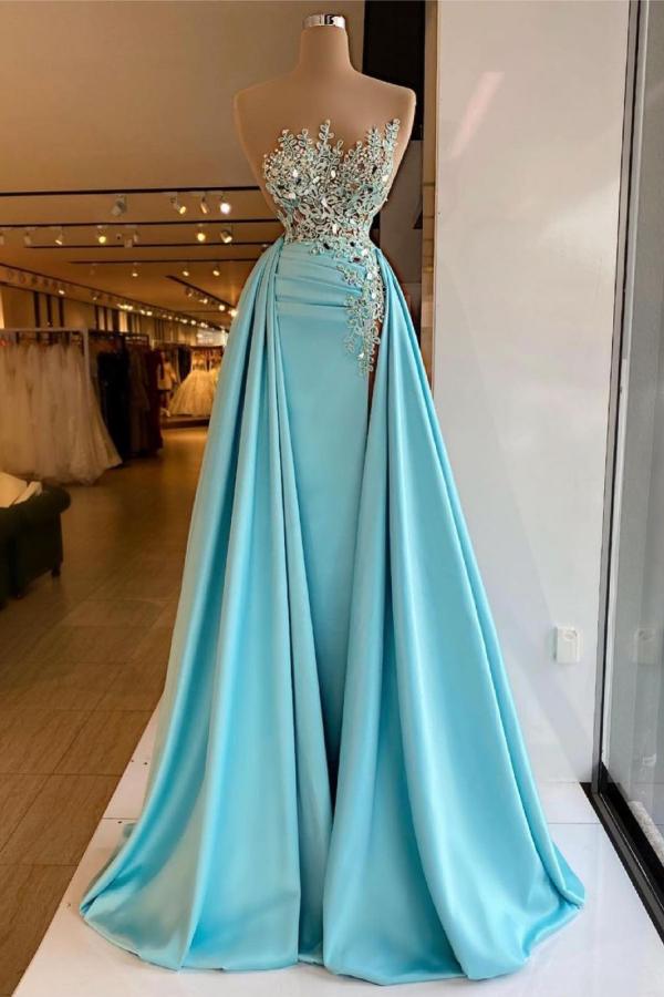 Sleeveless Mermaid Prom Dress Split With Ruffles - Fashionpara