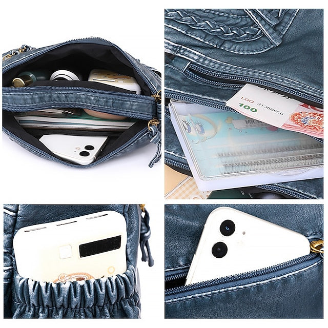 Leather Faux Shoulder Brown Vintage Bag Boho