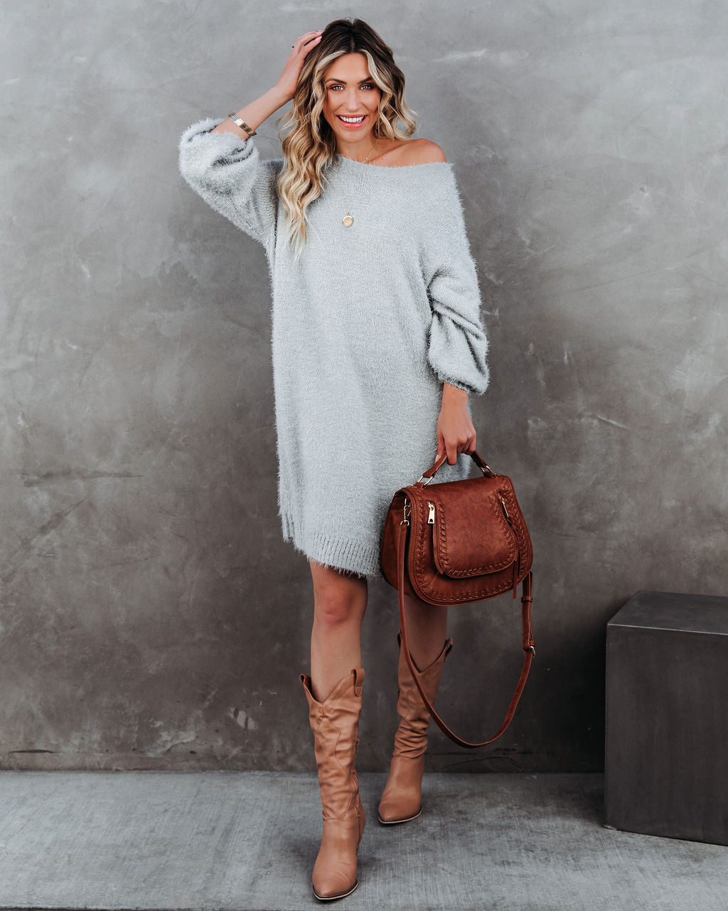 So In Love Knit Mini Dress in Elegant Heather Grey