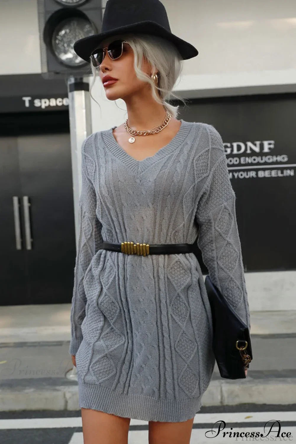 Solid Cable-Knit Wool Women's Mini Dress