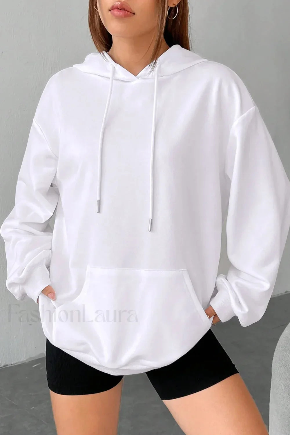 Solid Color Casual Pocket Hoodie 2