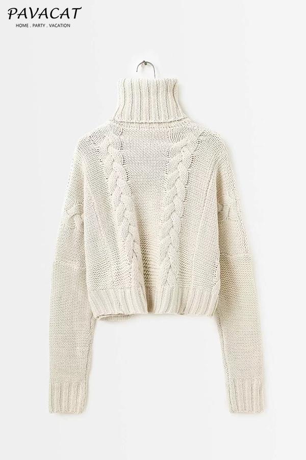ShoptheCIC High Neck Solid Color Loose Sweater for Comfort