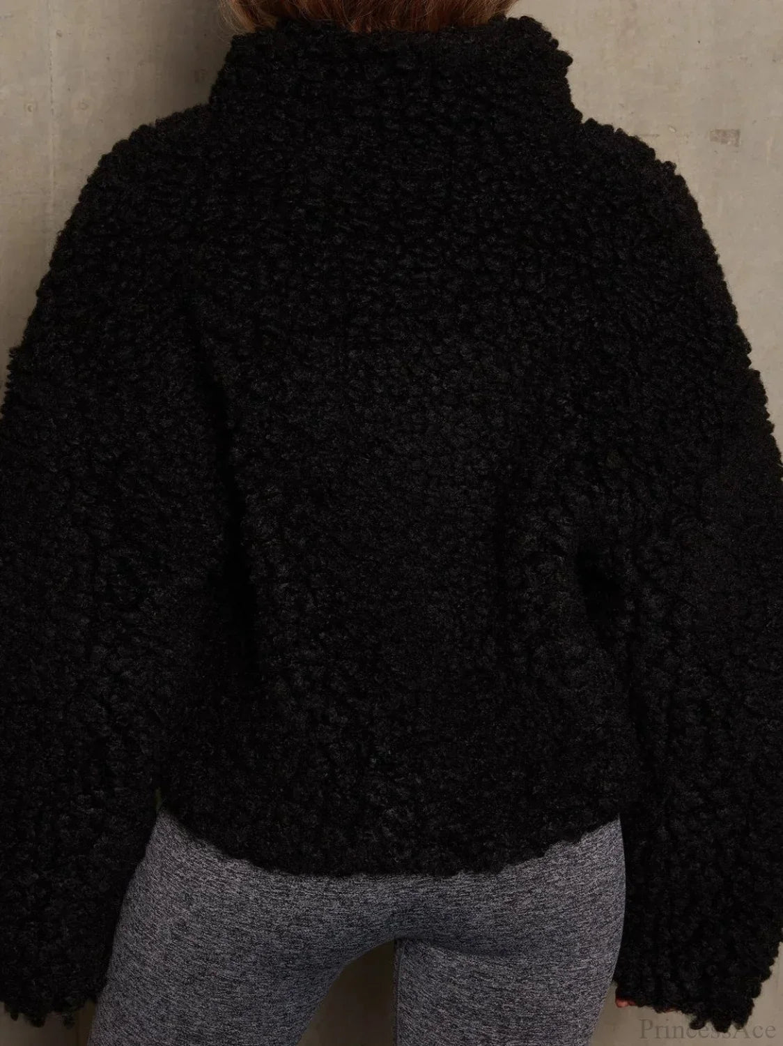 Solid Minimalist Sherpa Cropped Fuzzy Coat 8