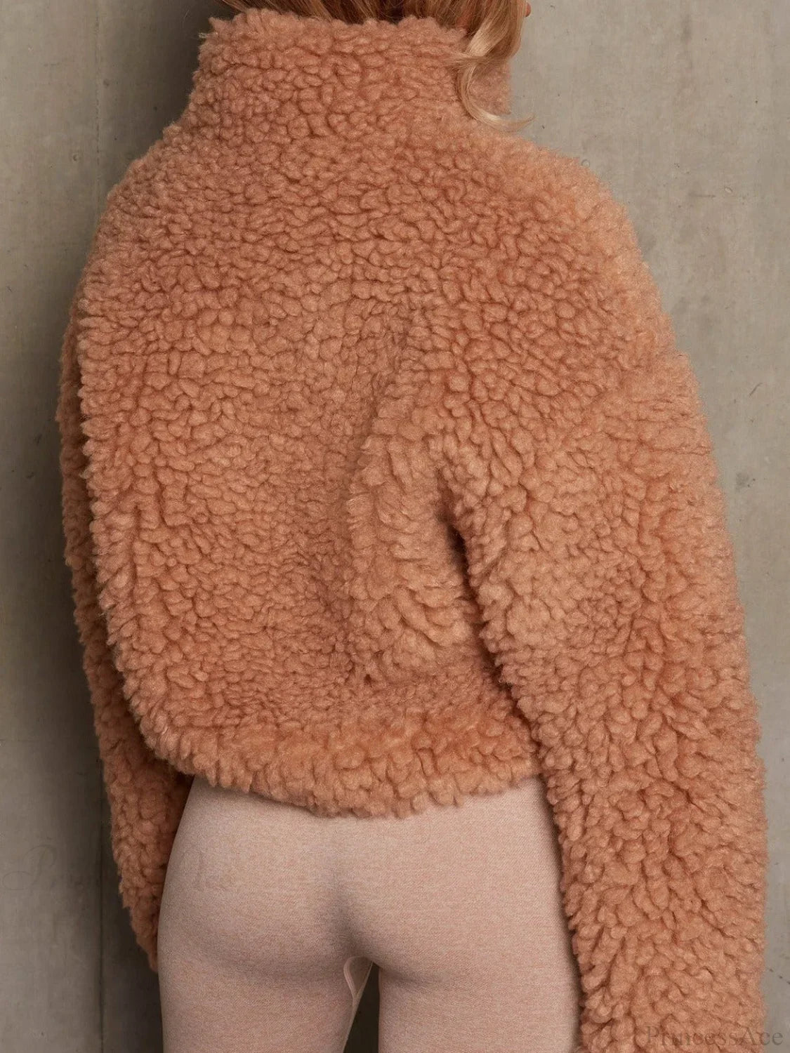 Solid Minimalist Sherpa Cropped Fuzzy Coat 5
