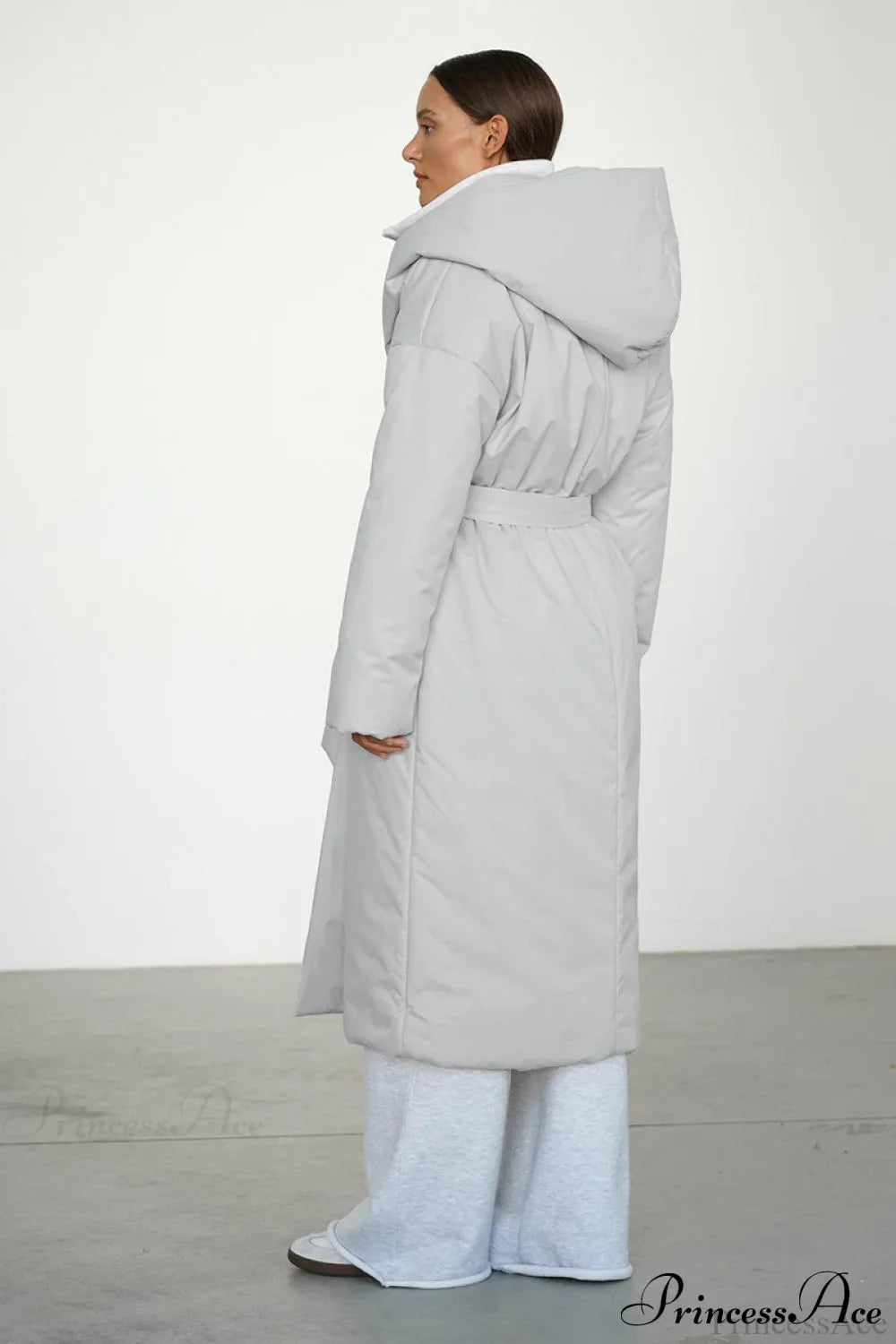 PrincessAce Warm Long Hooded Belted Cotton Puffer Coat