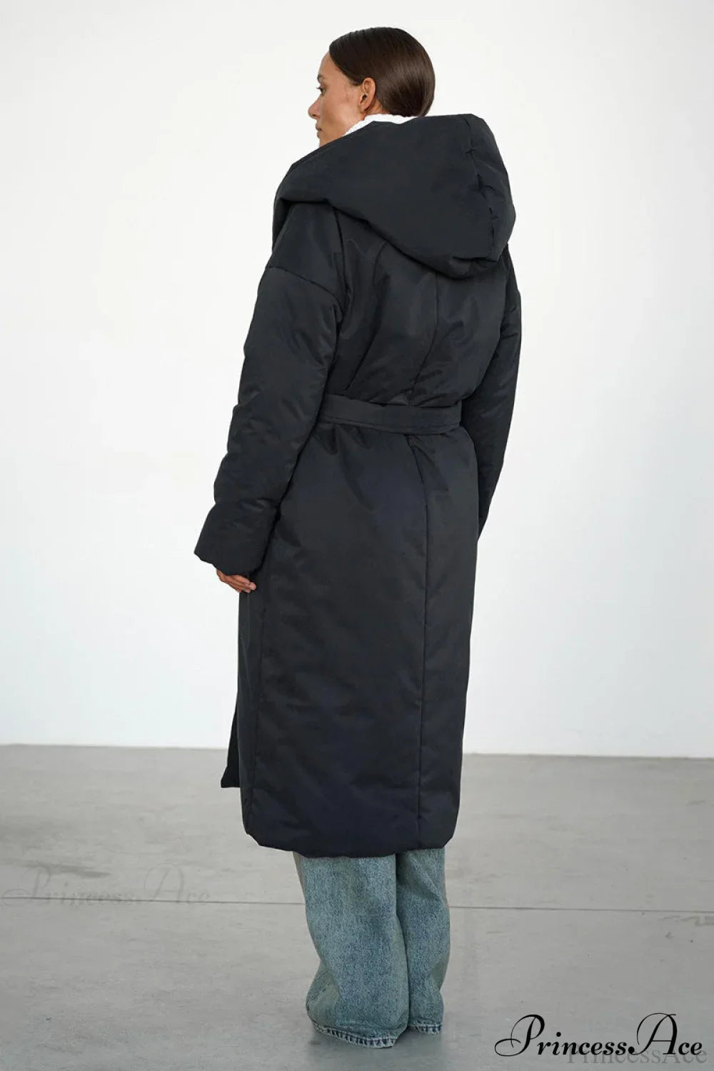PrincessAce Warm Long Hooded Belted Cotton Puffer Coat