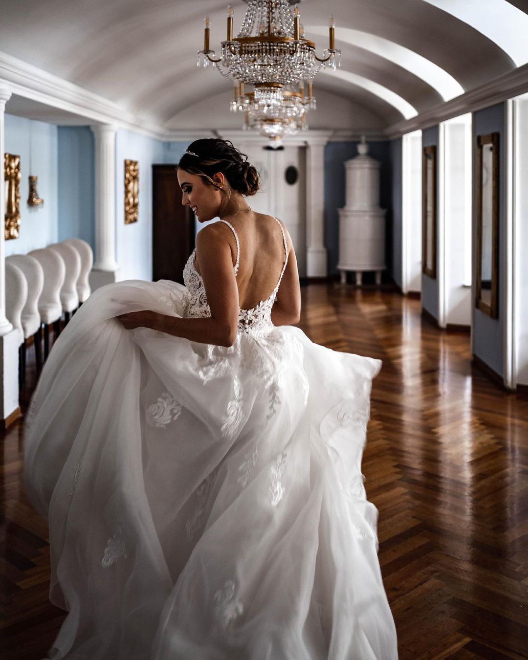 Spaghetti-Straps Sleeveless Beach Wedding Dress With Appliques - Fashionpara