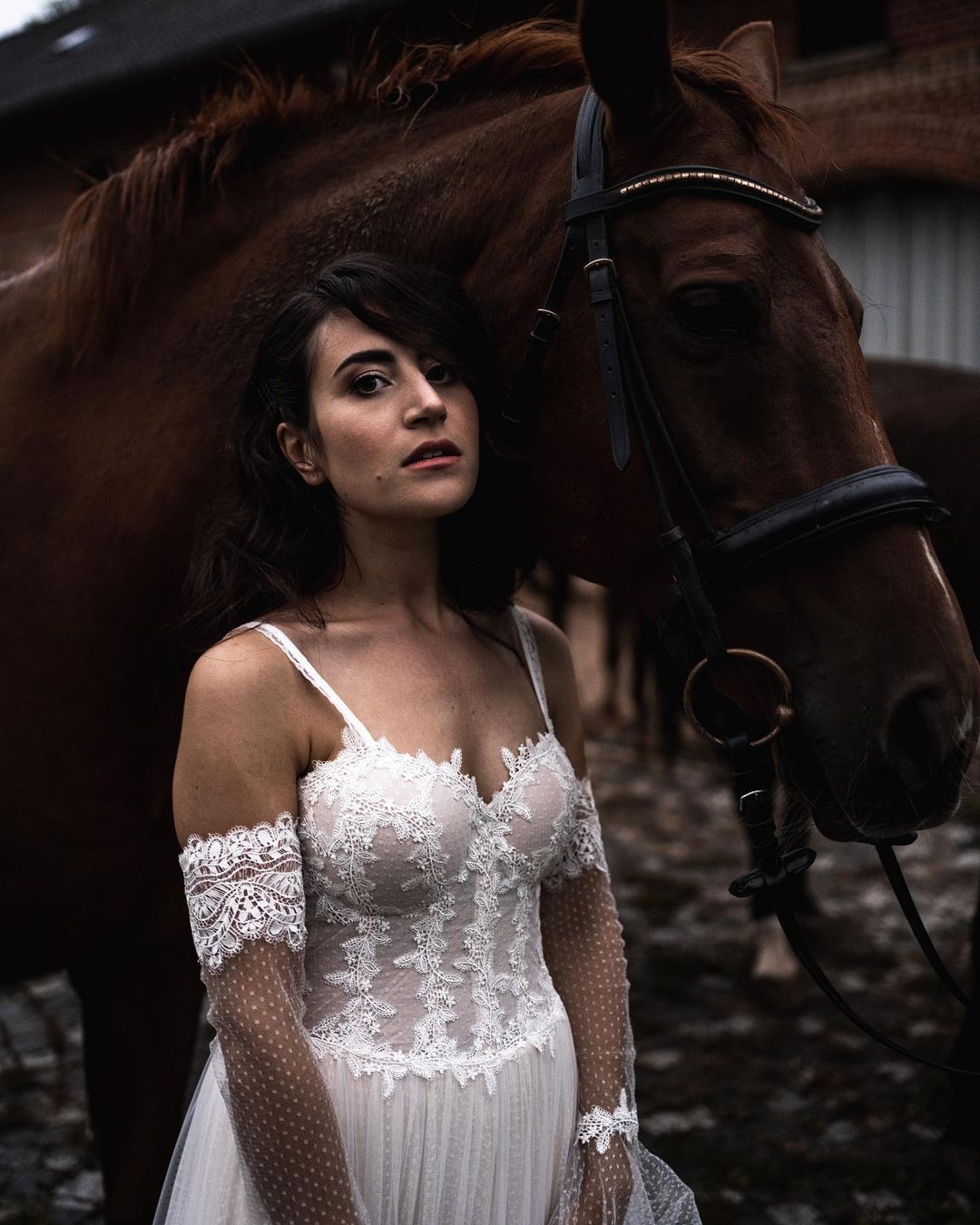 Spaghetti-Straps V-Neck Wedding Dress Boho Lace Long - Fashionpara