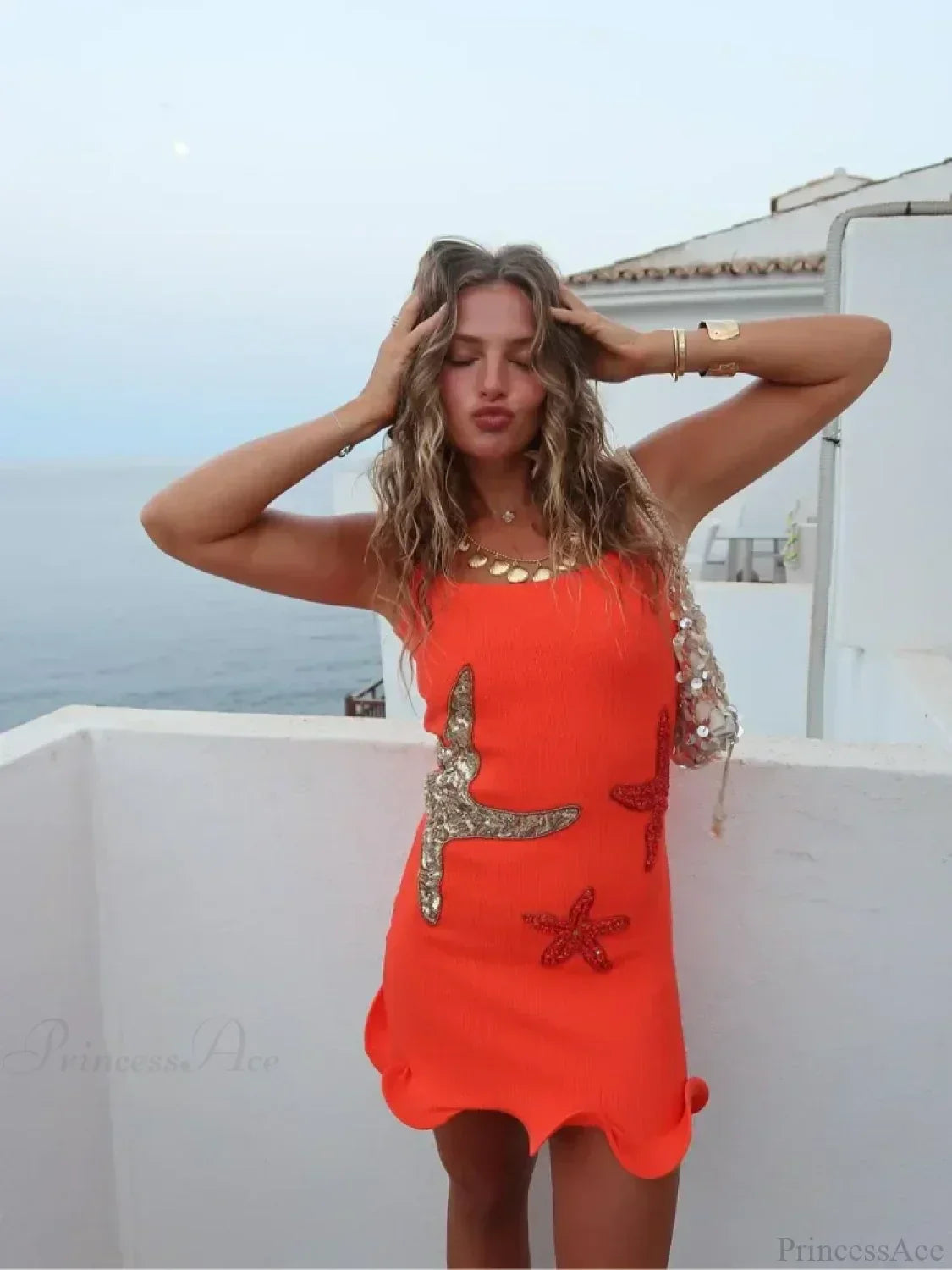 Sequin Starfish Square Neck Sleeveless Bodycon Mini Dress - View 7