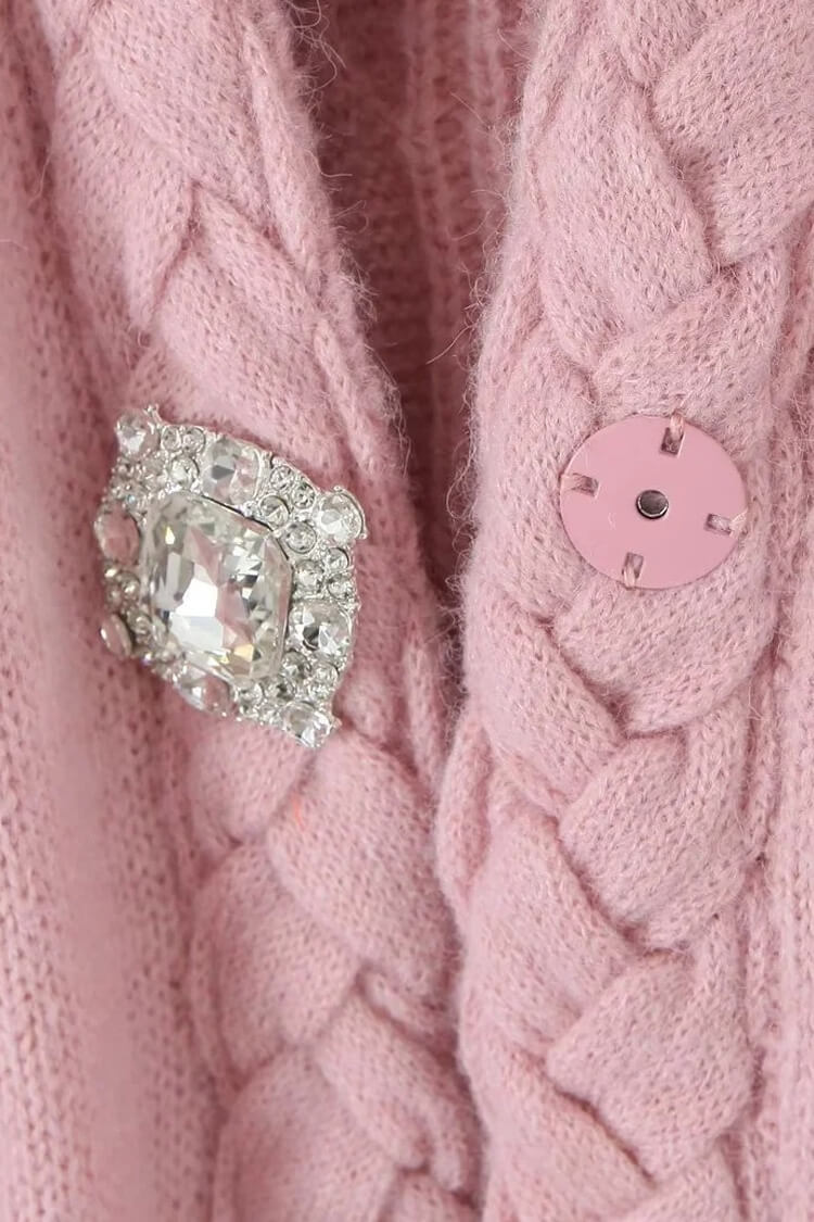 Rosedress Sparkly Crystal V Neck Fisherman Cardigan