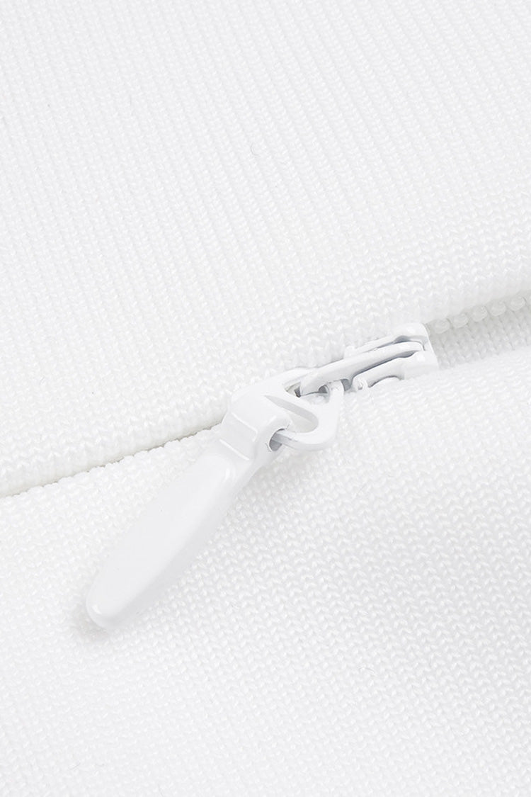 Sparkly Crystal Rosette Strapless High Low Tulle Mermaid Evening Dress - Fashionpara