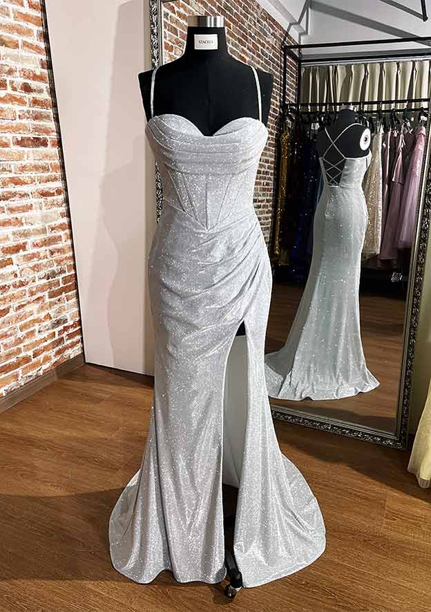 Sparkly Trumpet/Mermaid Sweetheart Prom Dress/Evening Dress With Split - Fashionpara