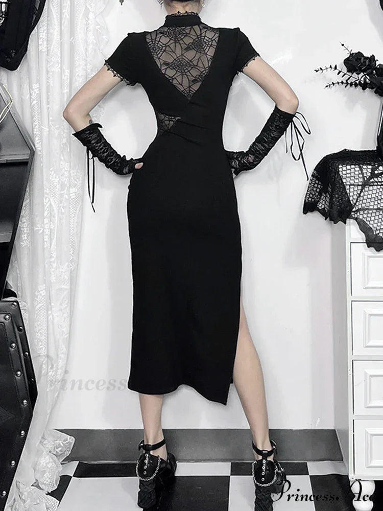 Spliced Cheongsam Vintage Lace Patchwork Bodycon Slim Chinese Short Sleeveless Dress