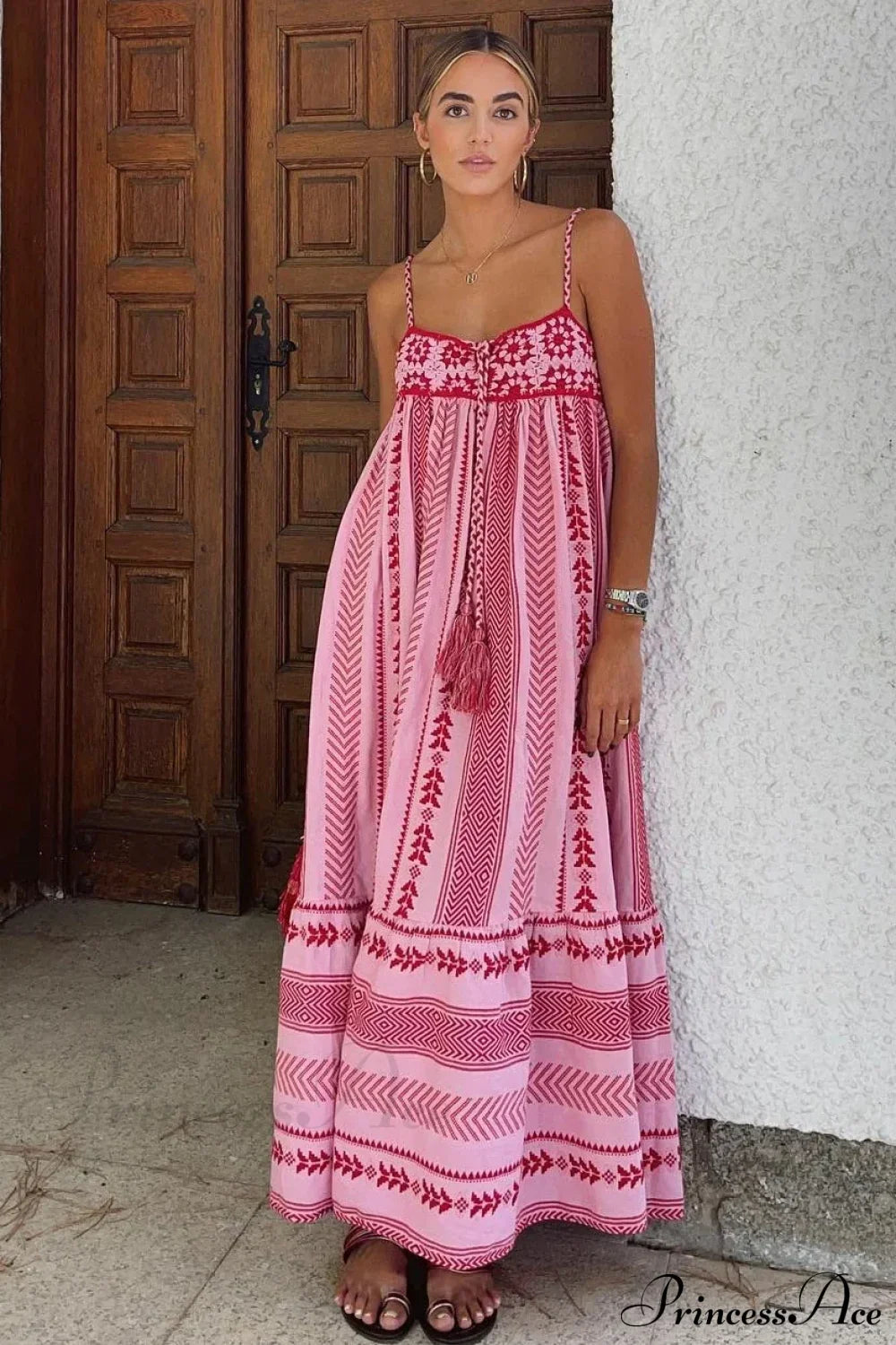 Spliced Crochet Strap Boho Dress