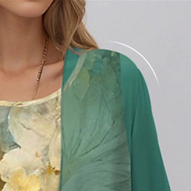 Floral Print Sleeveless Midi Dress and Sheer Duster Two Piece Set 12