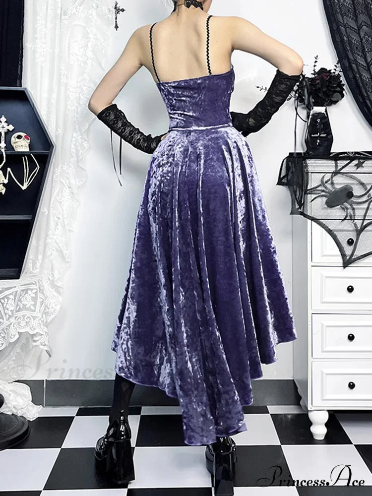 Steampunk High Low Vintage Floral Lace Spaghetti Strap Lolita Lace Up Corset Dress