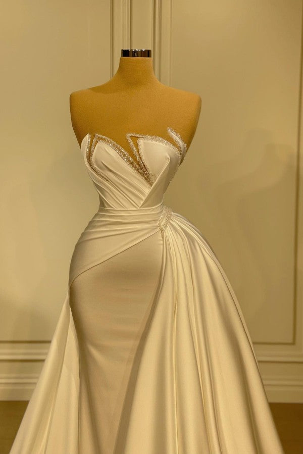 Strapless Mermaid Evening Dress Overskirt Long - Fashionpara