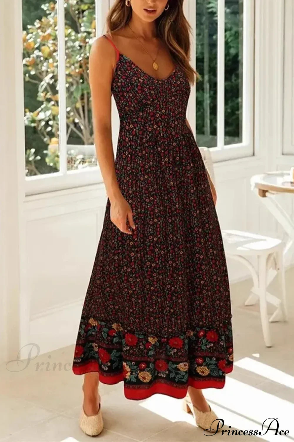 Strapless Vacation Summer Maxi Beach Boho Dress Black / S bohodress-250126