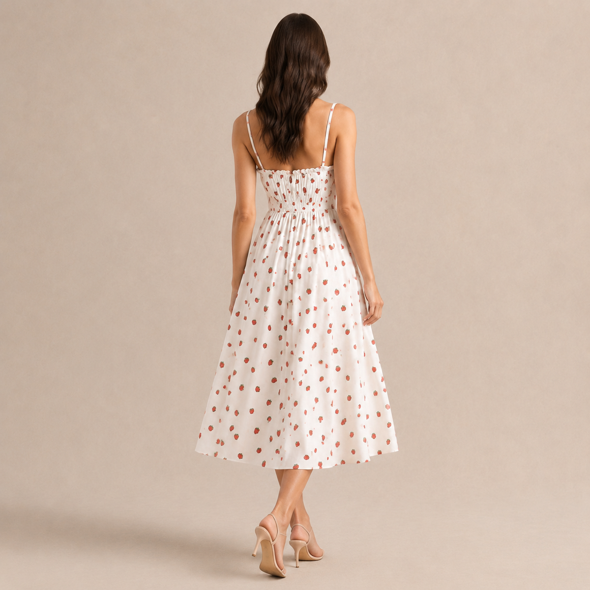 Ditsy Floral Print Ruffle Bust Tie Front A-Line Midi Dress 12