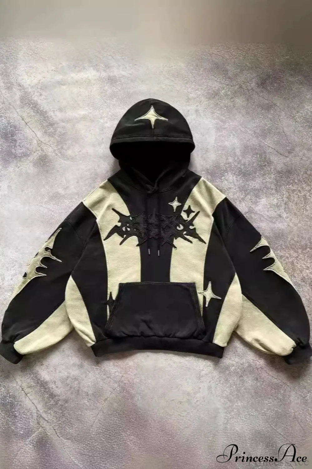 Street Y2K Collage Loose Hoodie Black / S