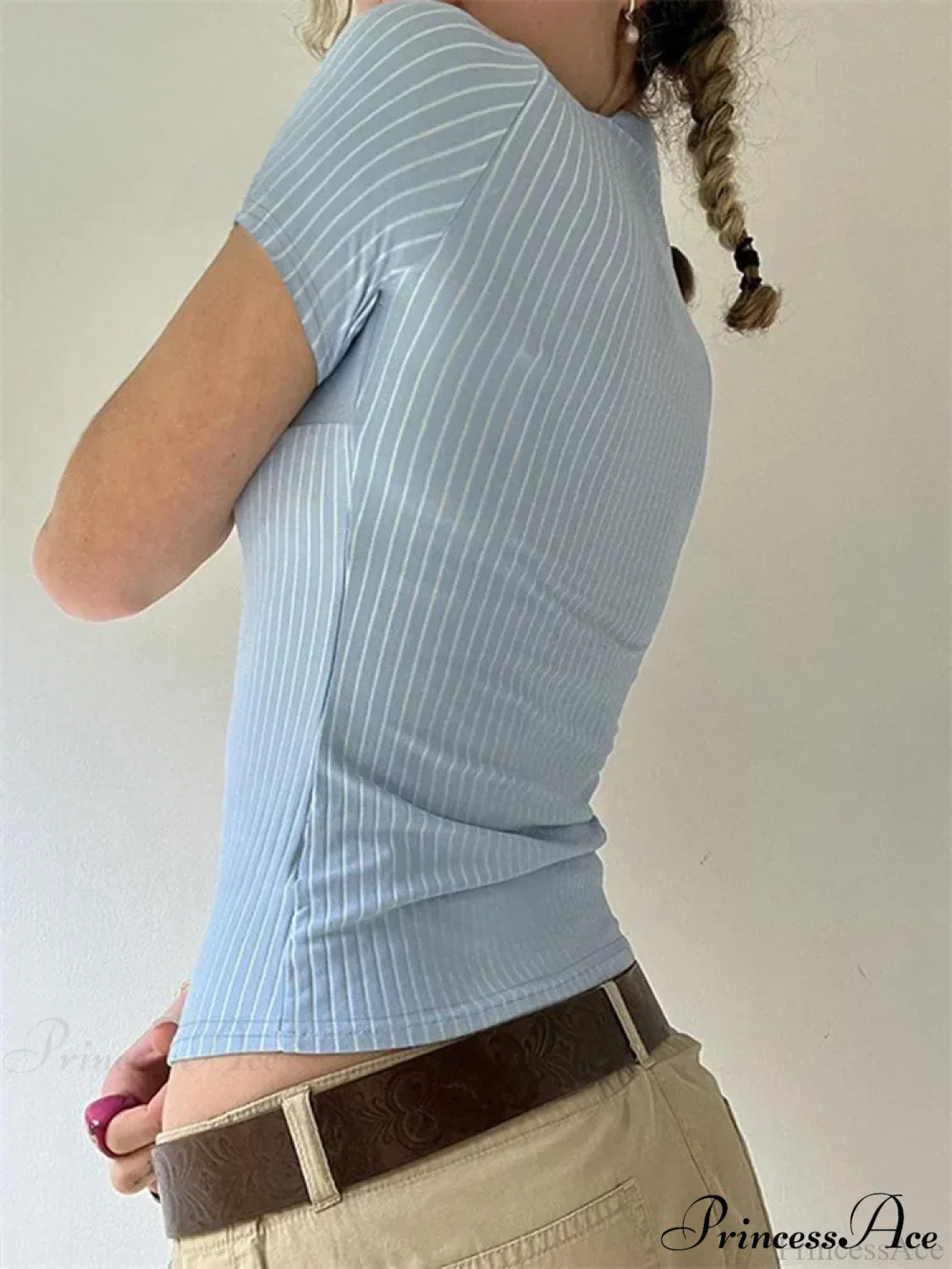 Striped Button-Up Slim Fit Blouse