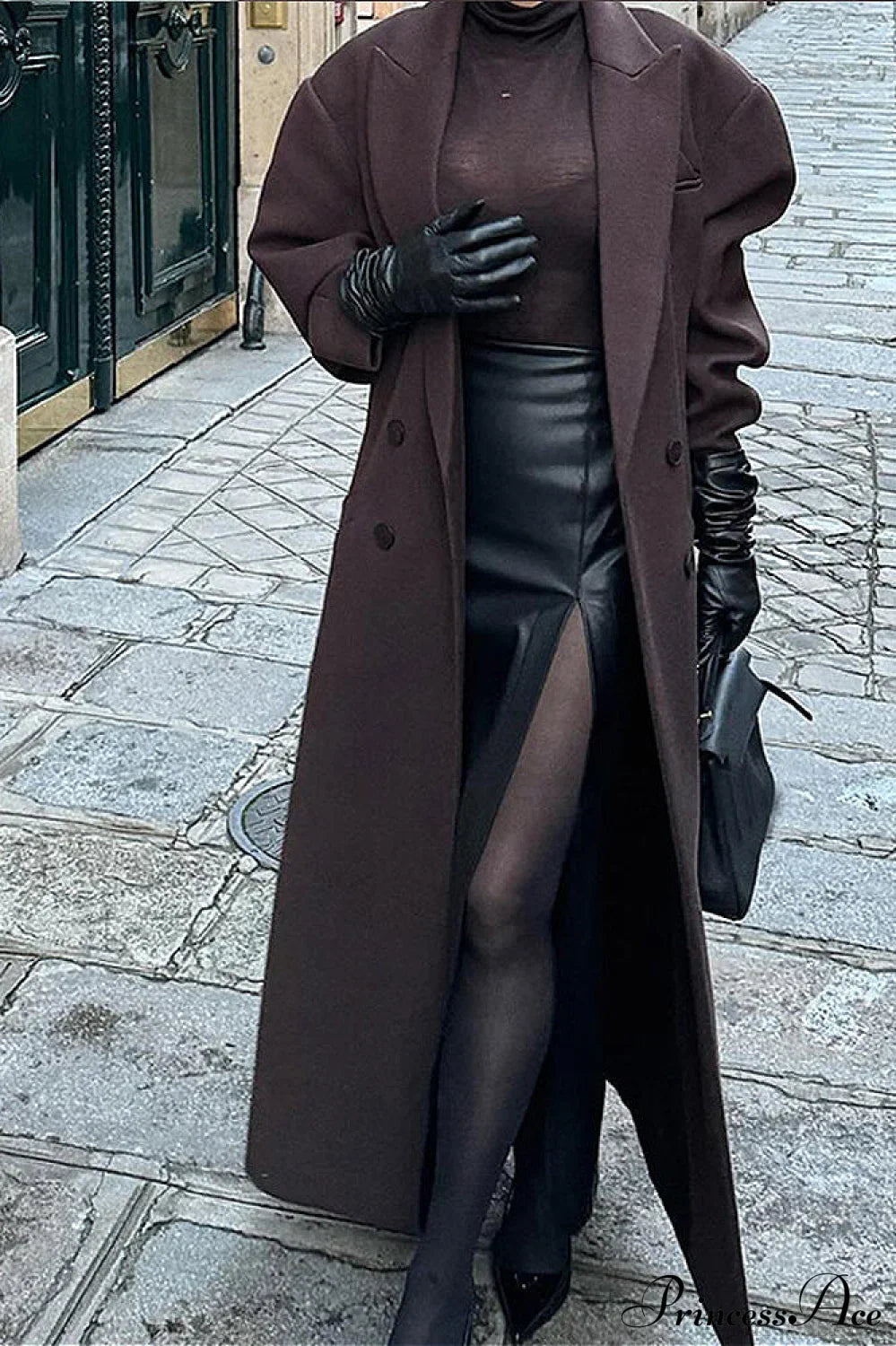 Elegant Striped Long Collared Trench Overcoat for Sophistication