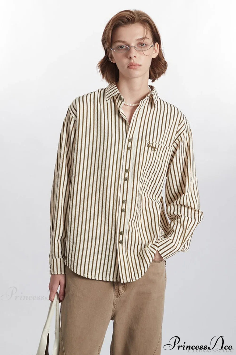 Striped Long-Sleeve Retro Fashion Blouse