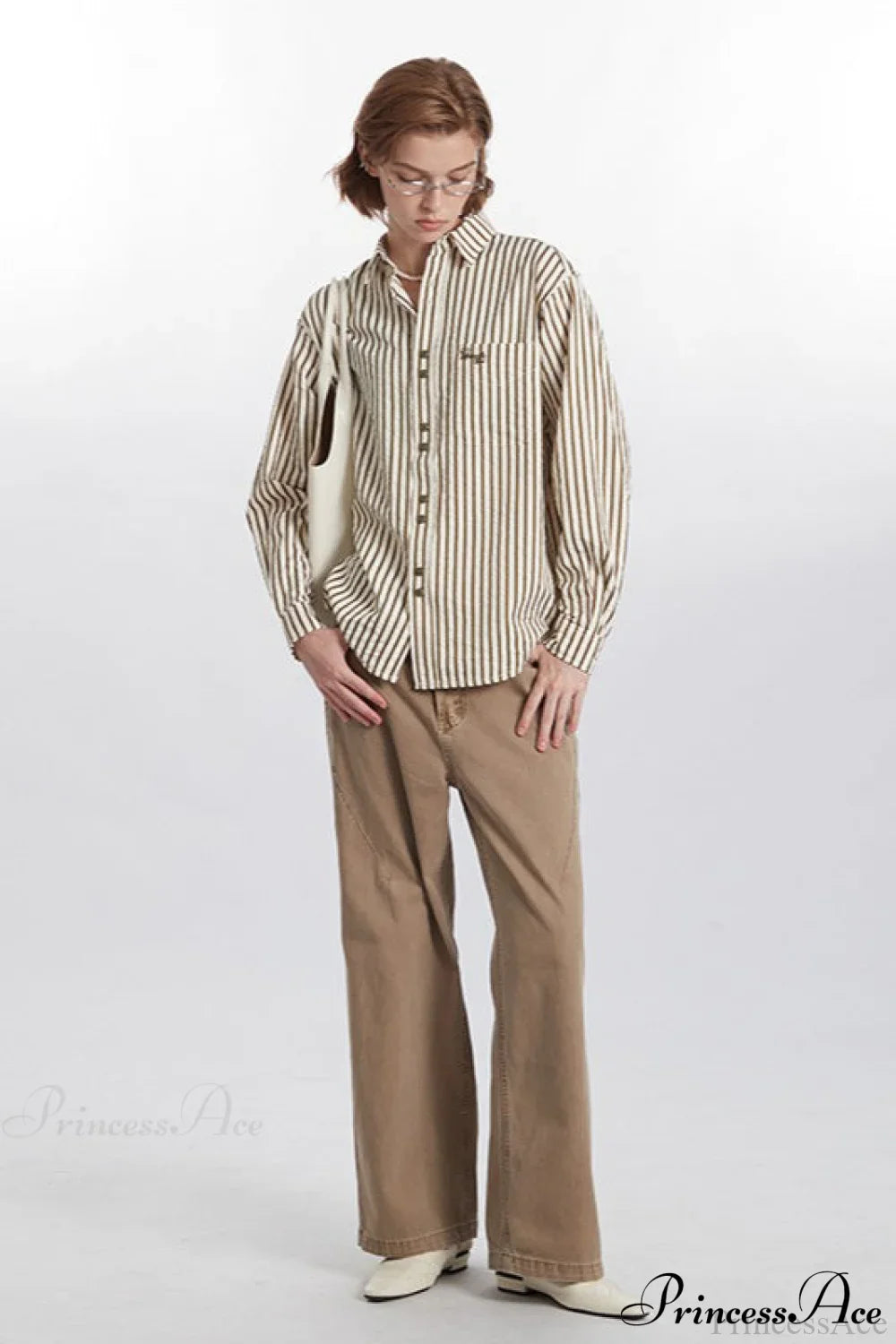 Striped Long-Sleeve Retro Fashion Blouse