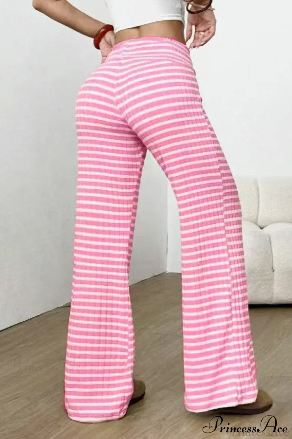Striped Solid Knit Straight Leg Pants