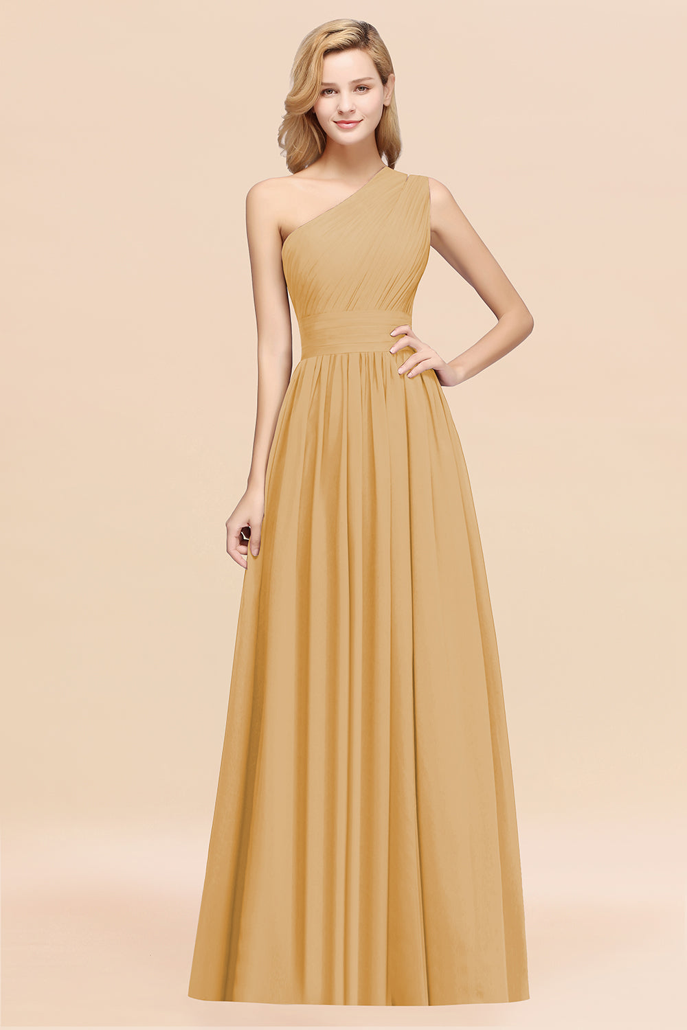Stylish One-shoulder Sleeveless Long Junior Bridesmaid dresses Affordable - Fashionpara
