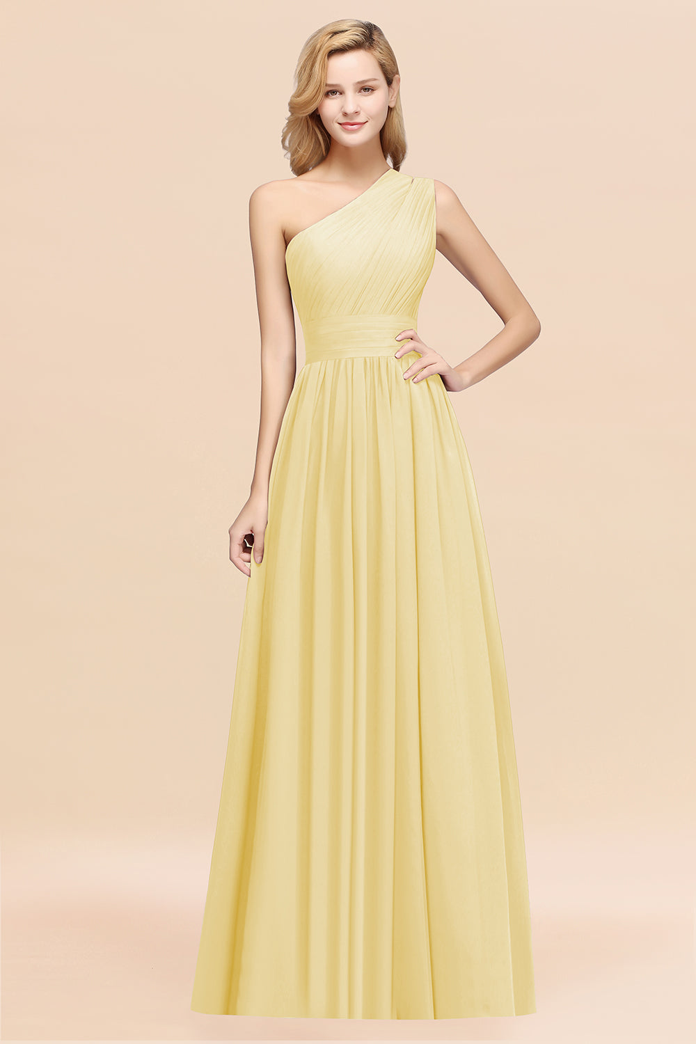 Stylish One-shoulder Sleeveless Long Junior Bridesmaid dresses Affordable - Fashionpara