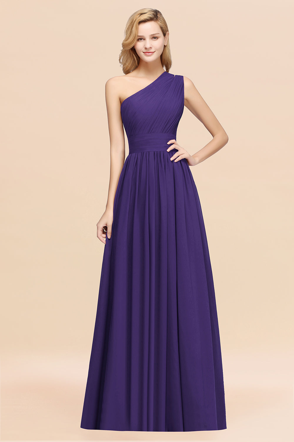 Stylish One-shoulder Sleeveless Long Junior Bridesmaid dresses Affordable - Fashionpara