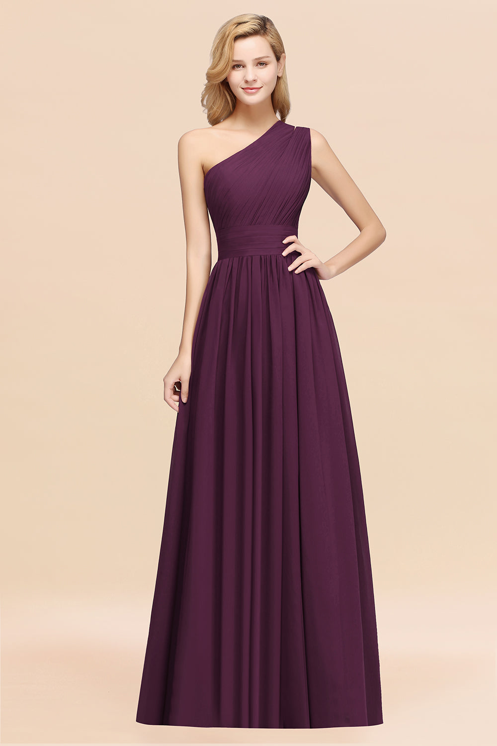 Stylish One-shoulder Sleeveless Long Junior Bridesmaid dresses Affordable - Fashionpara