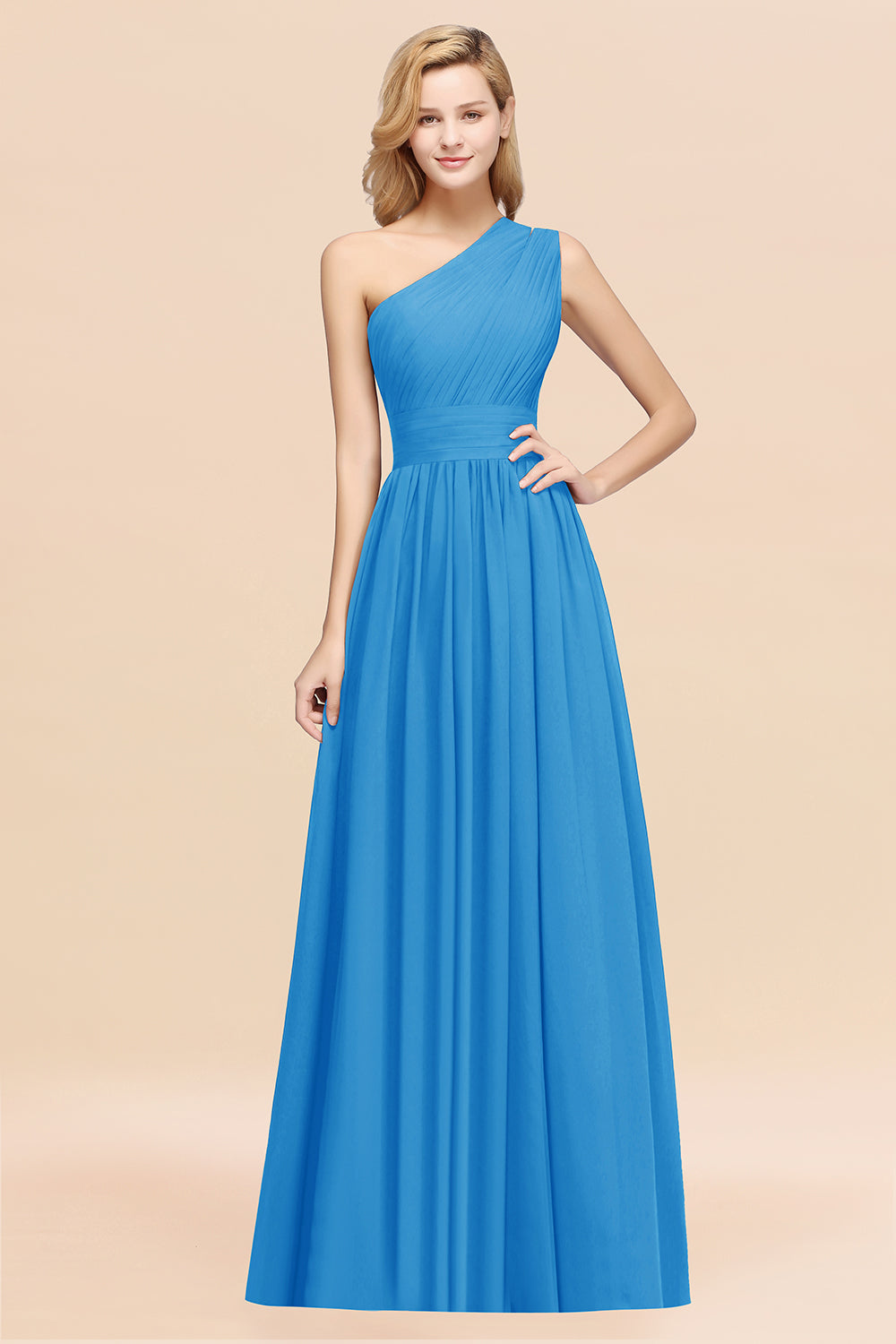 Stylish One-shoulder Sleeveless Long Junior Bridesmaid dresses Affordable - Fashionpara