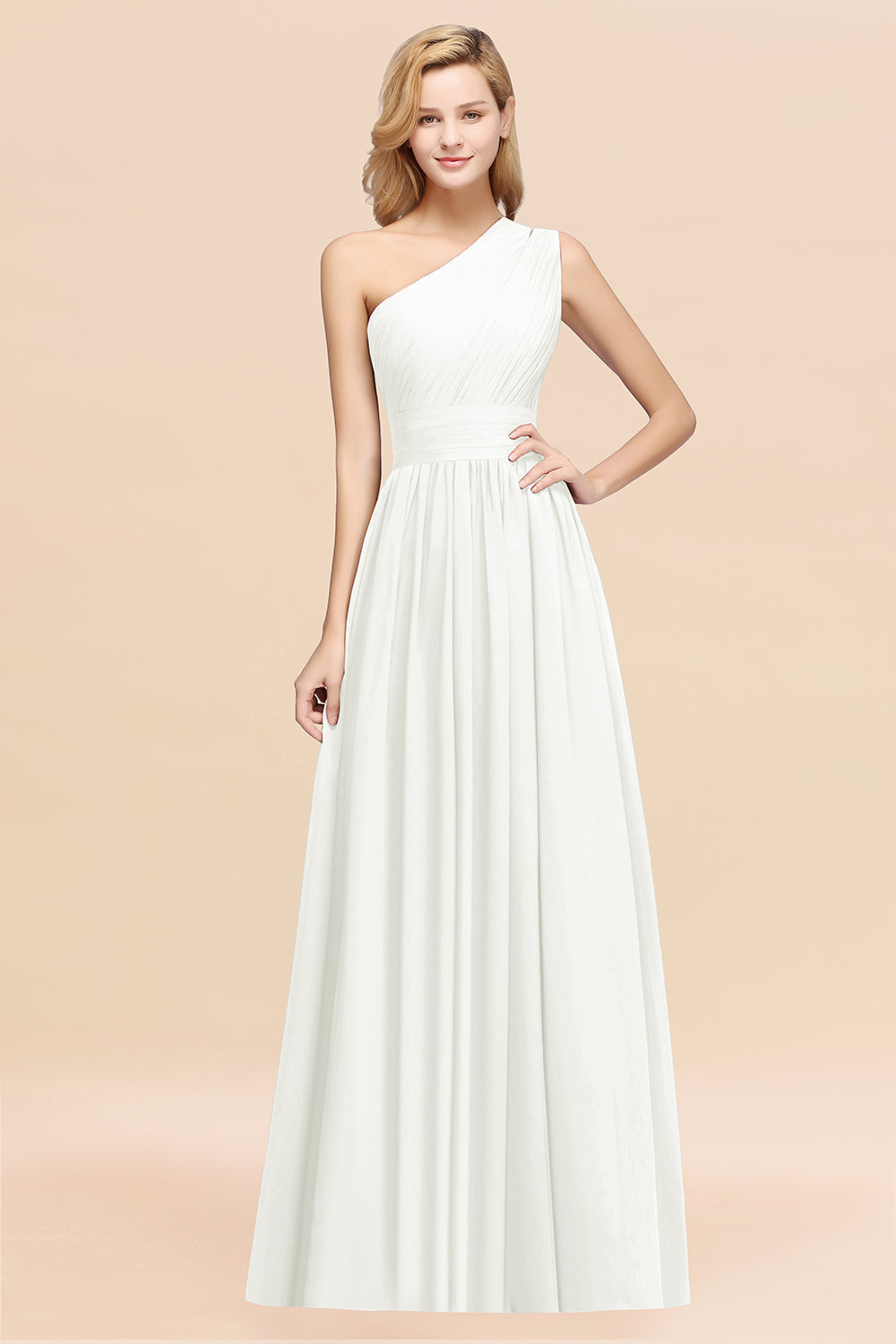 Stylish One-shoulder Sleeveless Long Junior Bridesmaid dresses Affordable - Fashionpara