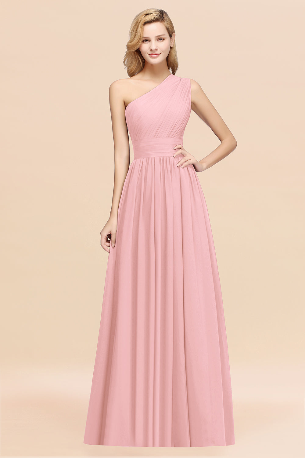 Stylish One-shoulder Sleeveless Long Junior Bridesmaid dresses Affordable - Fashionpara