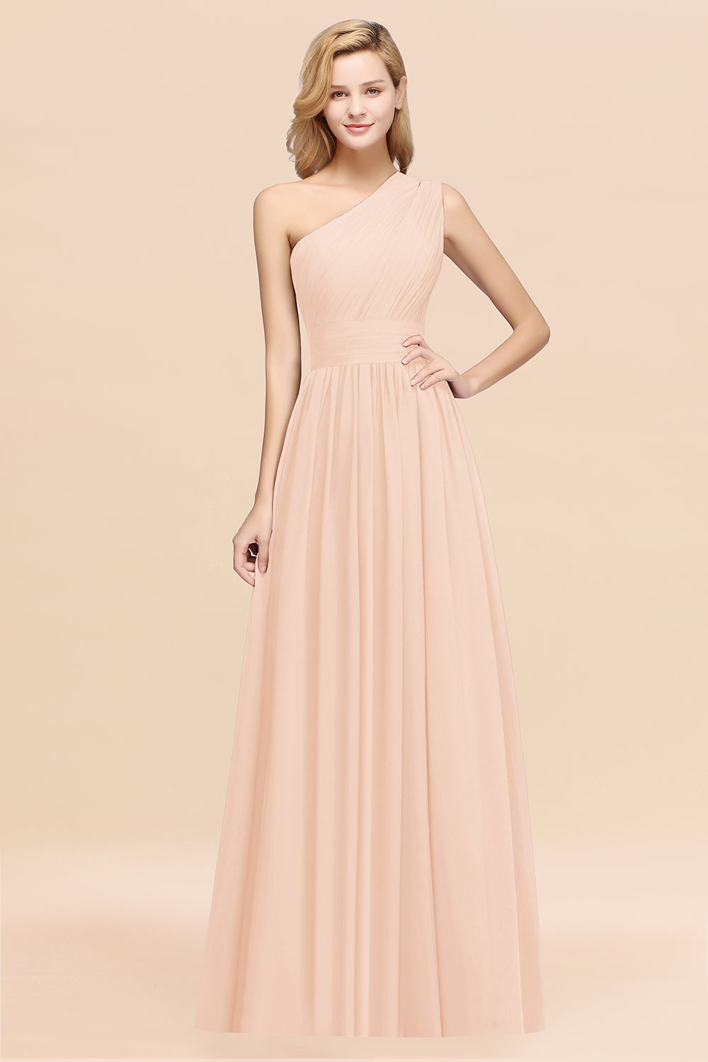Stylish One-shoulder Sleeveless Long Junior Bridesmaid dresses Affordable - Fashionpara
