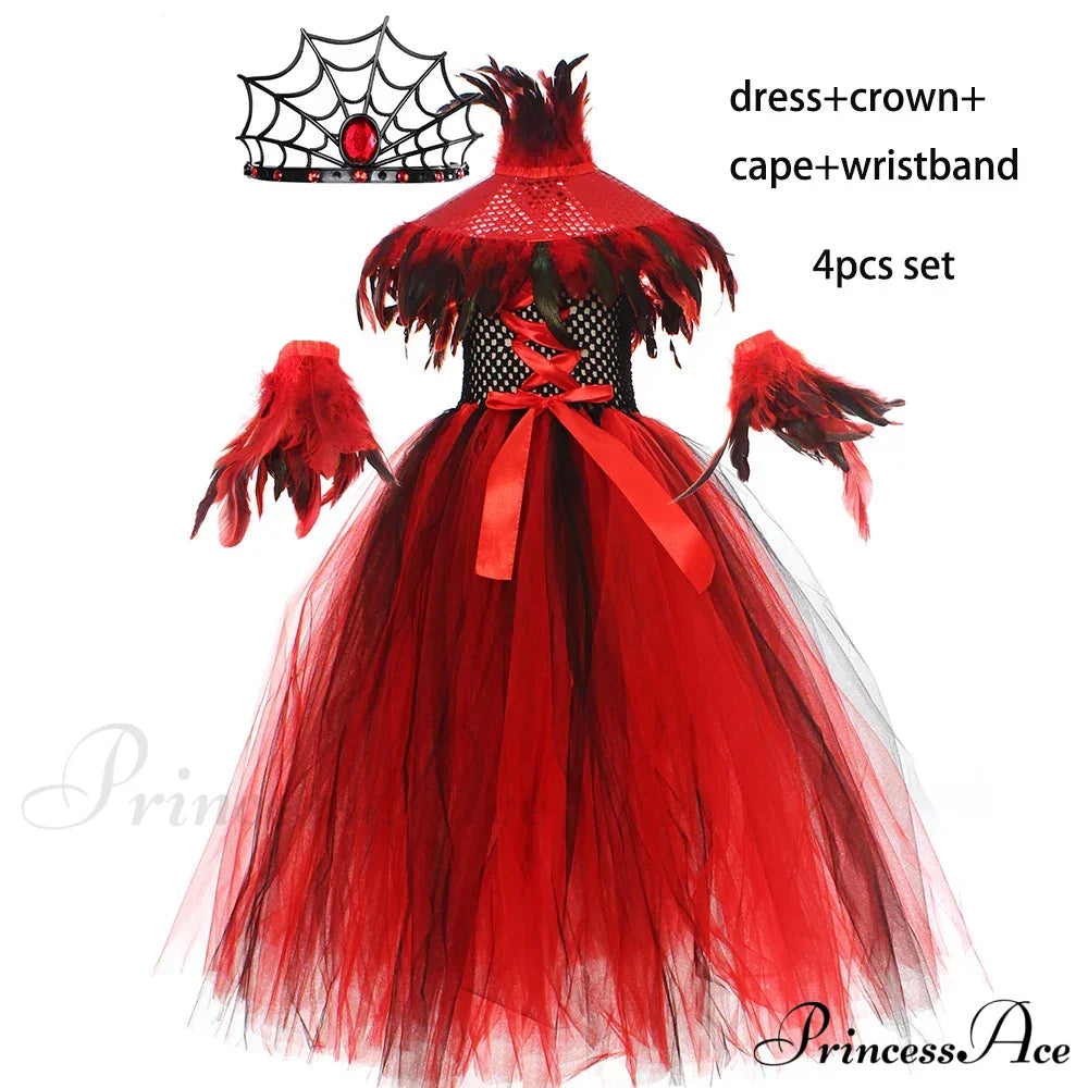 Stylish Royal Queen Kid Dresses 2T / 4Pcs Set Halloween