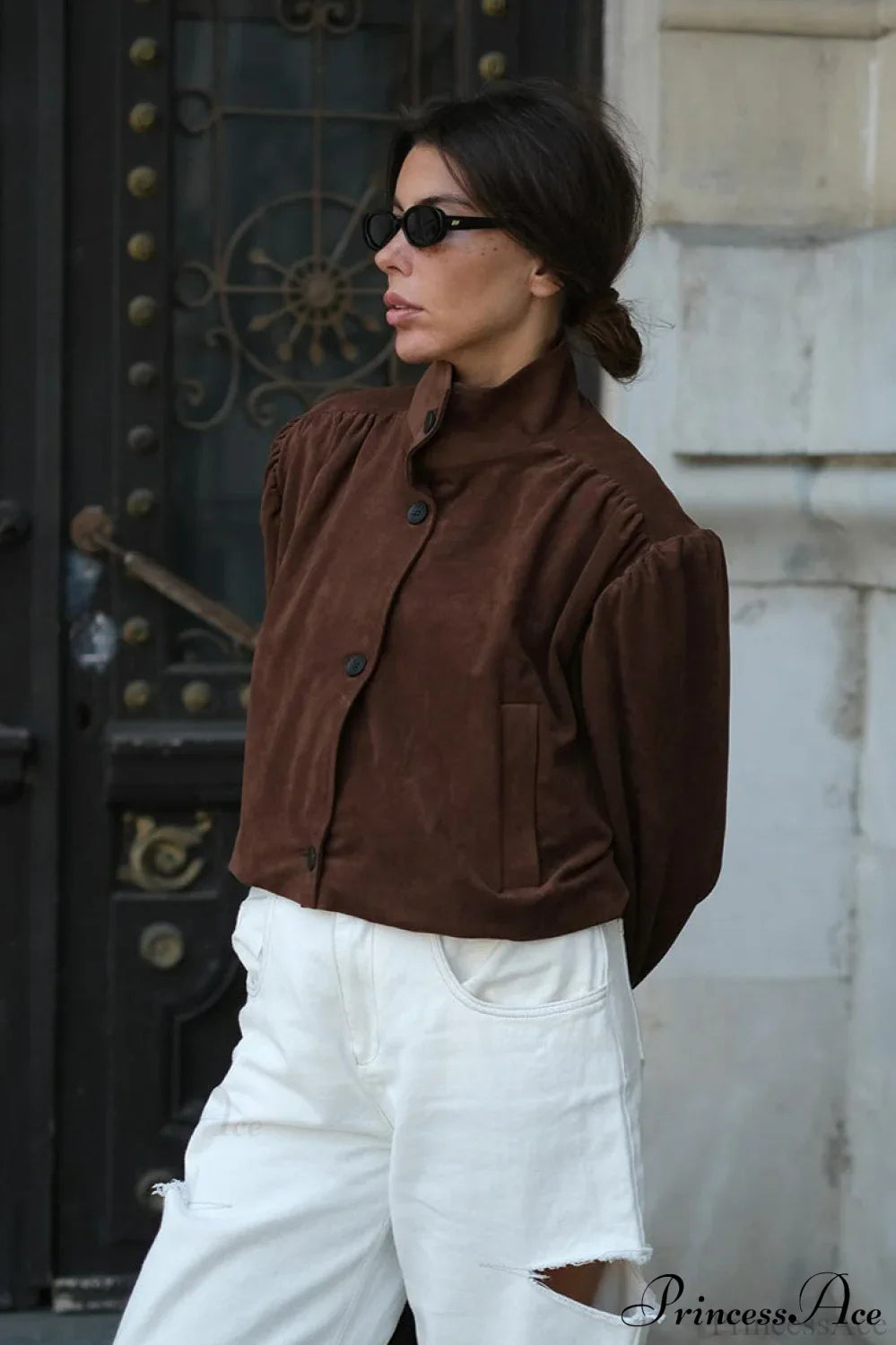 Elegant Long Sleeve Suede Cardigan for Sophisticated Style