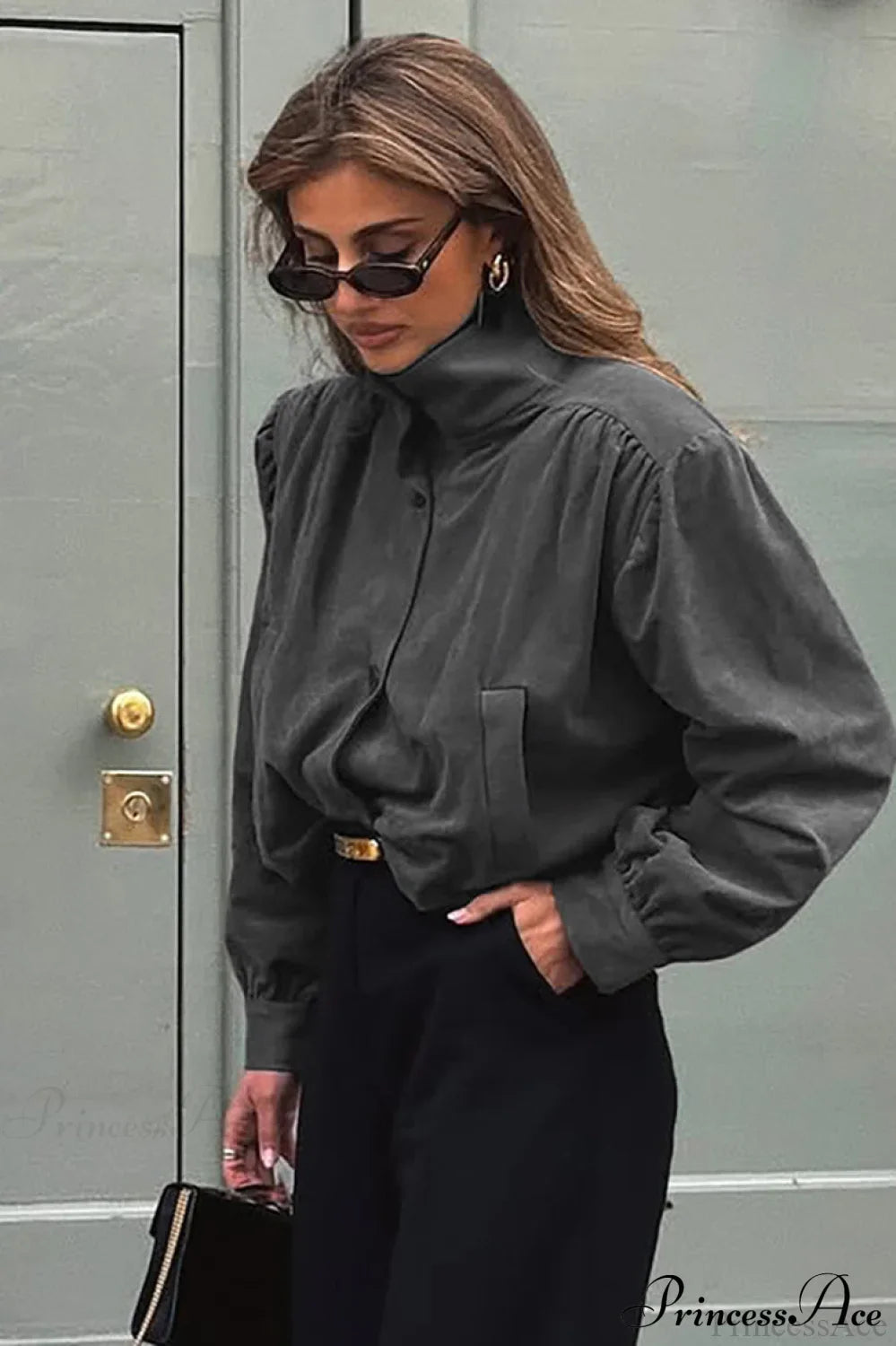 Elegant Long Sleeve Suede Cardigan for Sophisticated Style