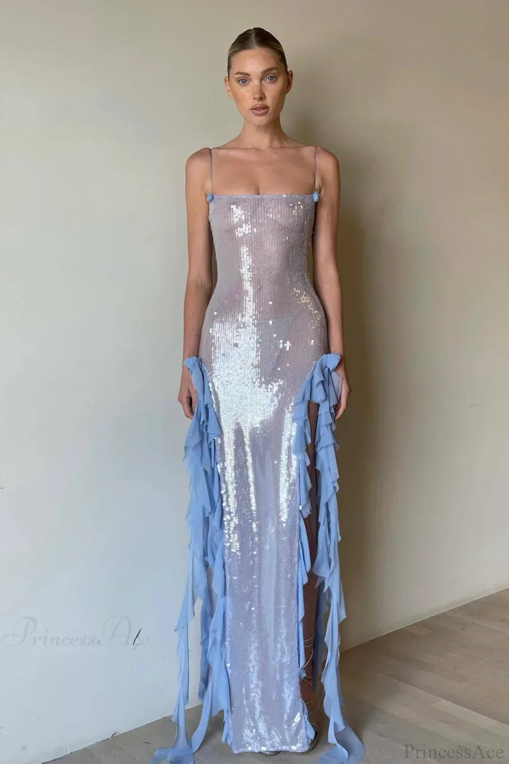 Sequin Ruffle Maxi Gown