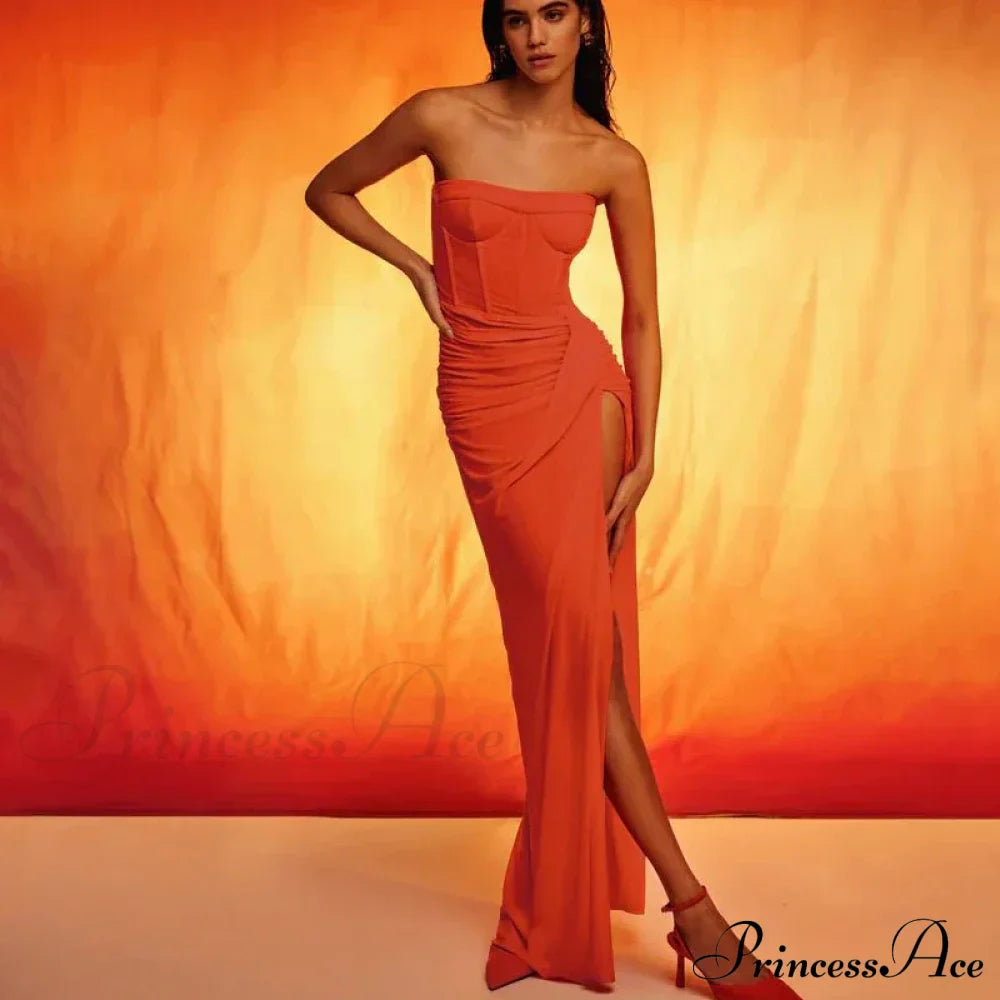 Summer New Women���s Sexy Breast Wrapping Backless Dress Red Christmas Party Dress