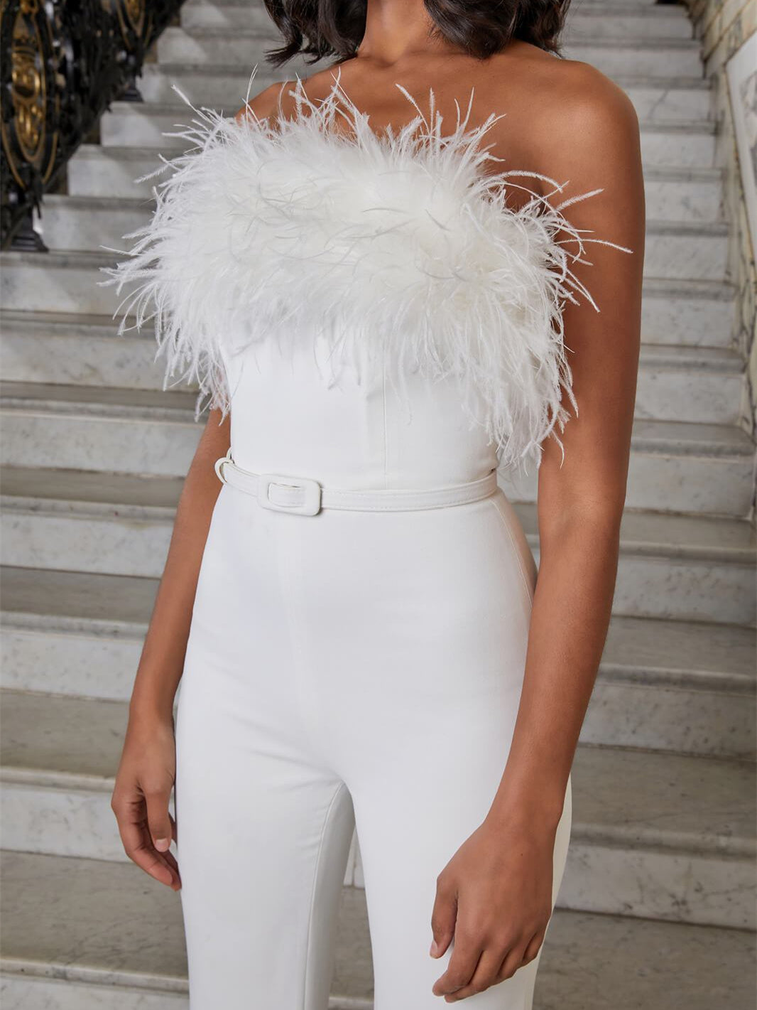 Feather Tube Top Jumpsuit